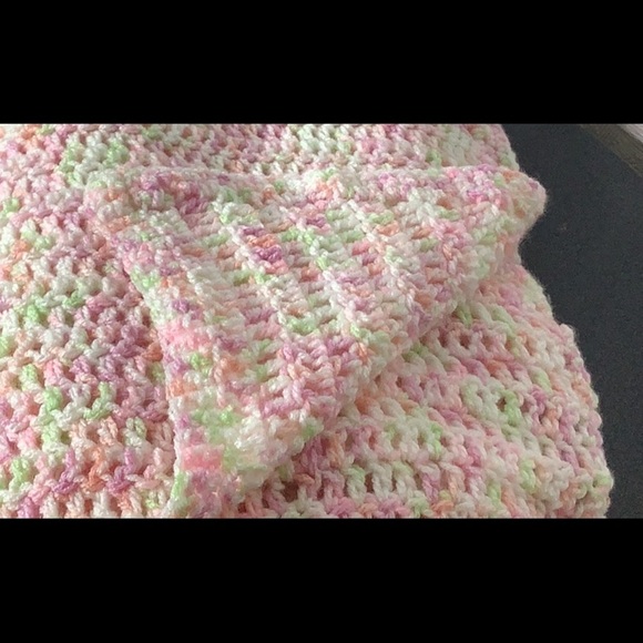 Handmade - crochet light blanket - pastel colors - 36” x 23” - Picture 2 of 4